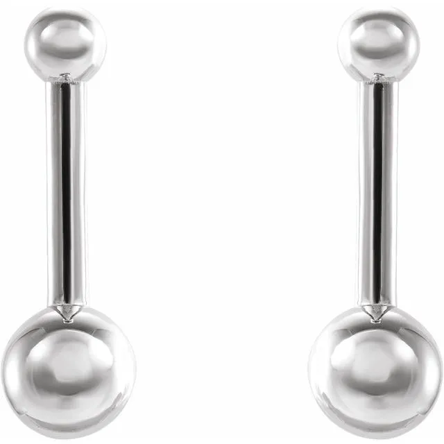 Platinum Bar & Ball Earrings