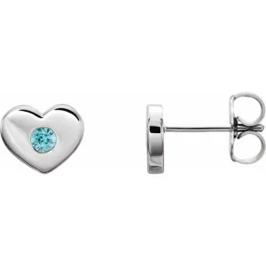 Platinum Blue Zircon Heart Earrings
