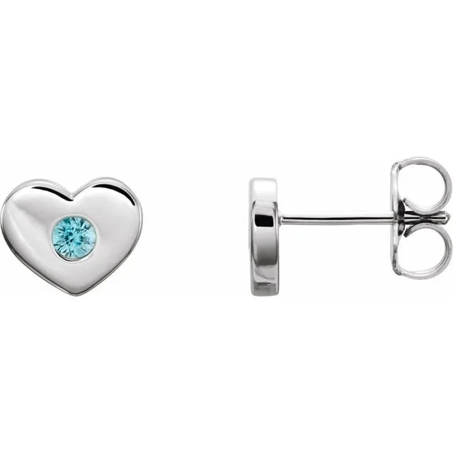 Platinum Blue Zircon Heart Earrings