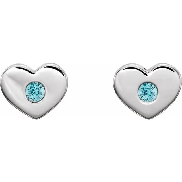 Platinum Blue Zircon Heart Earrings