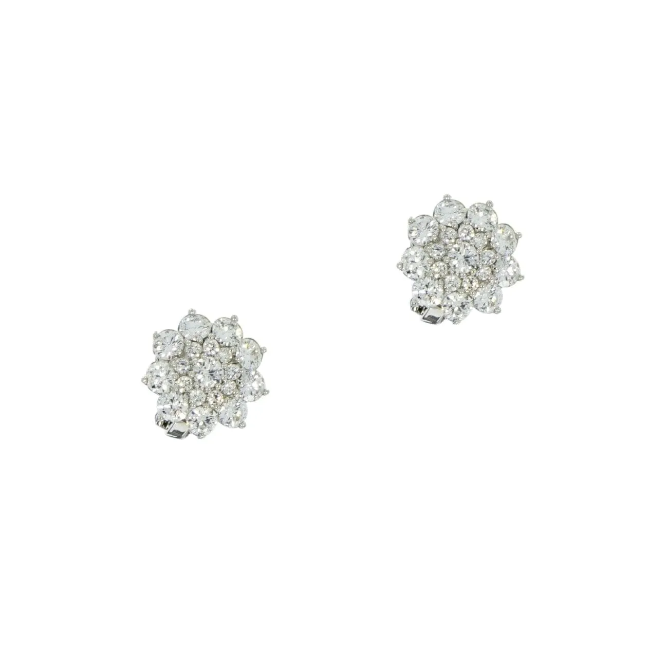 Platinum Diamond Cluster Earrings