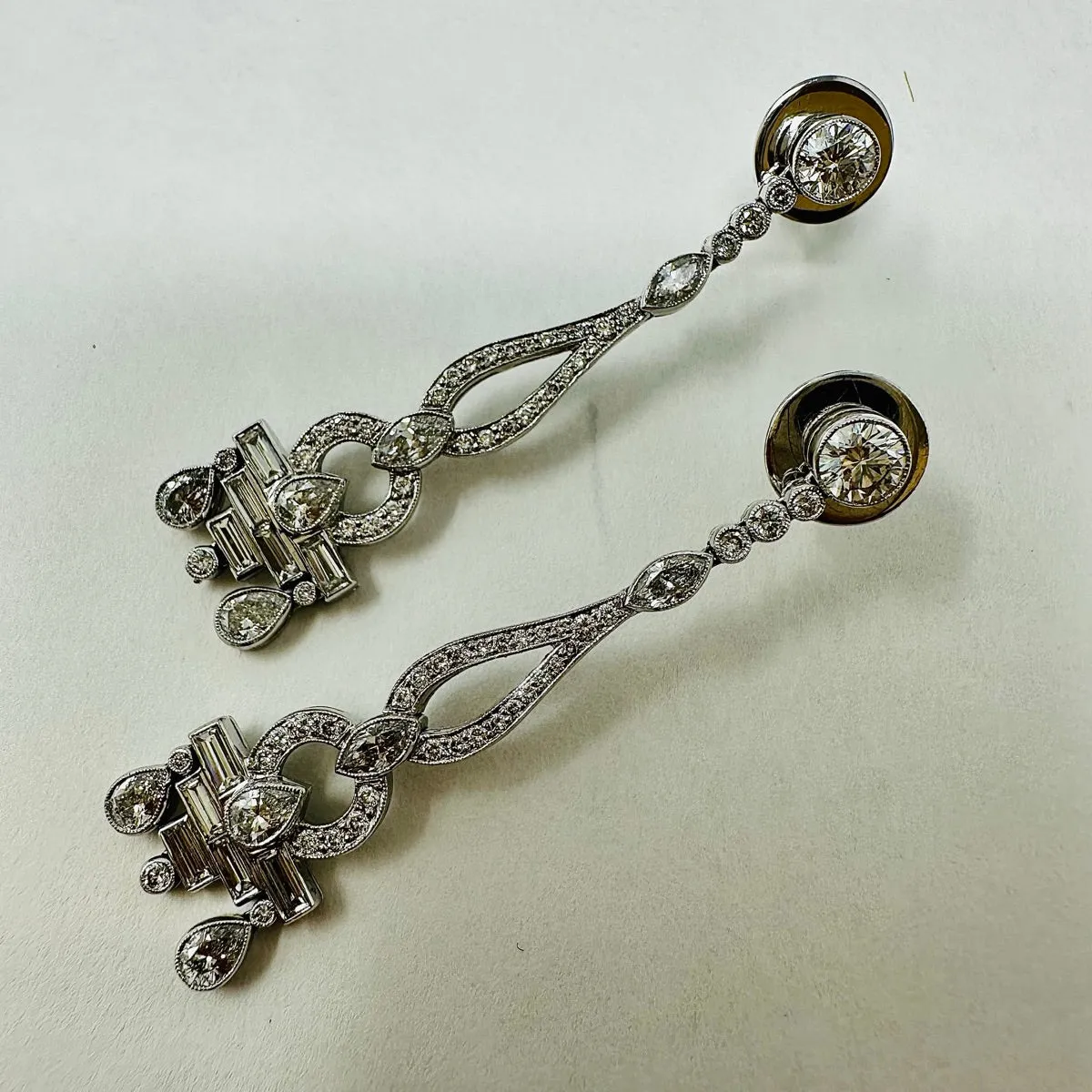 Platinum Diamond Dangle Style Earrings