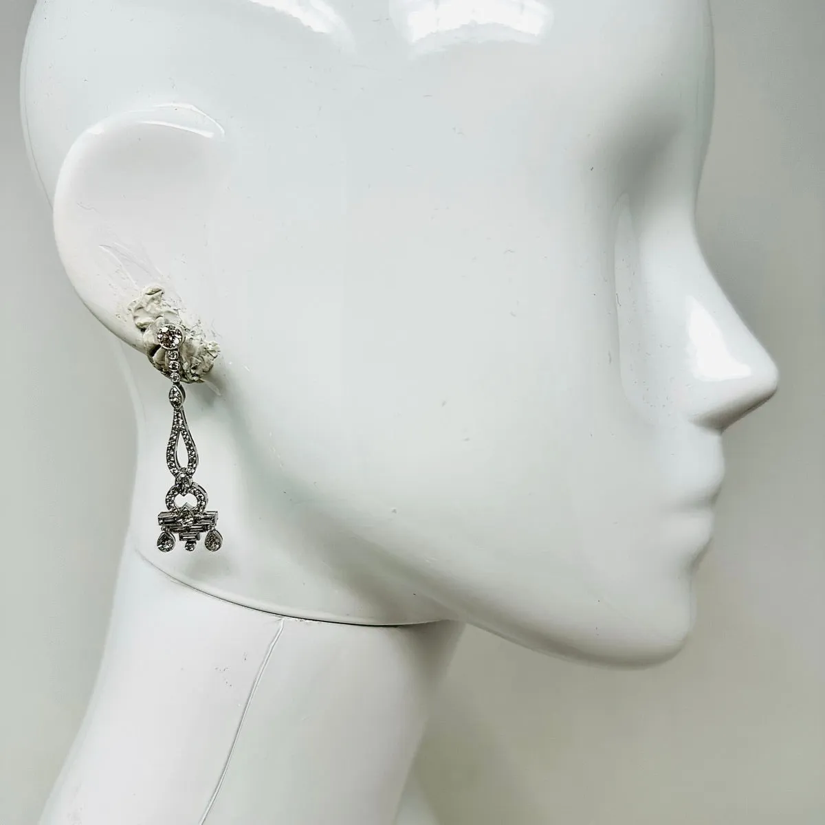 Platinum Diamond Dangle Style Earrings