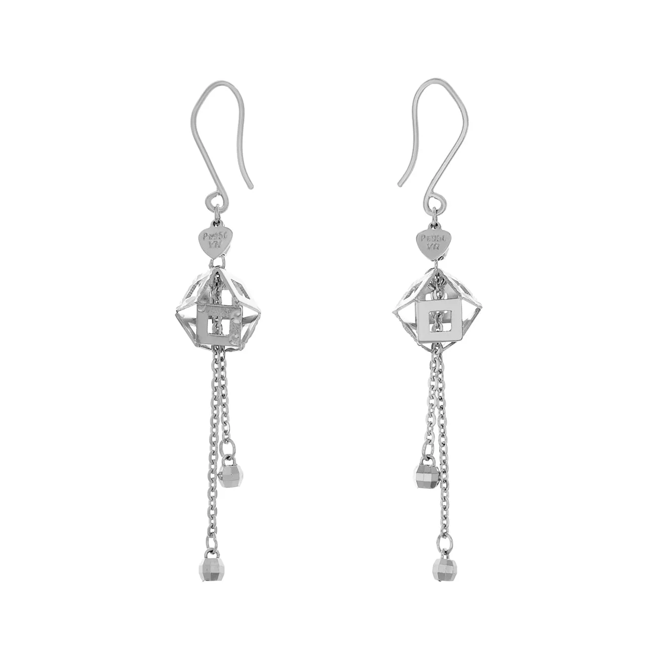 Platinum Geometric Drop Earrings