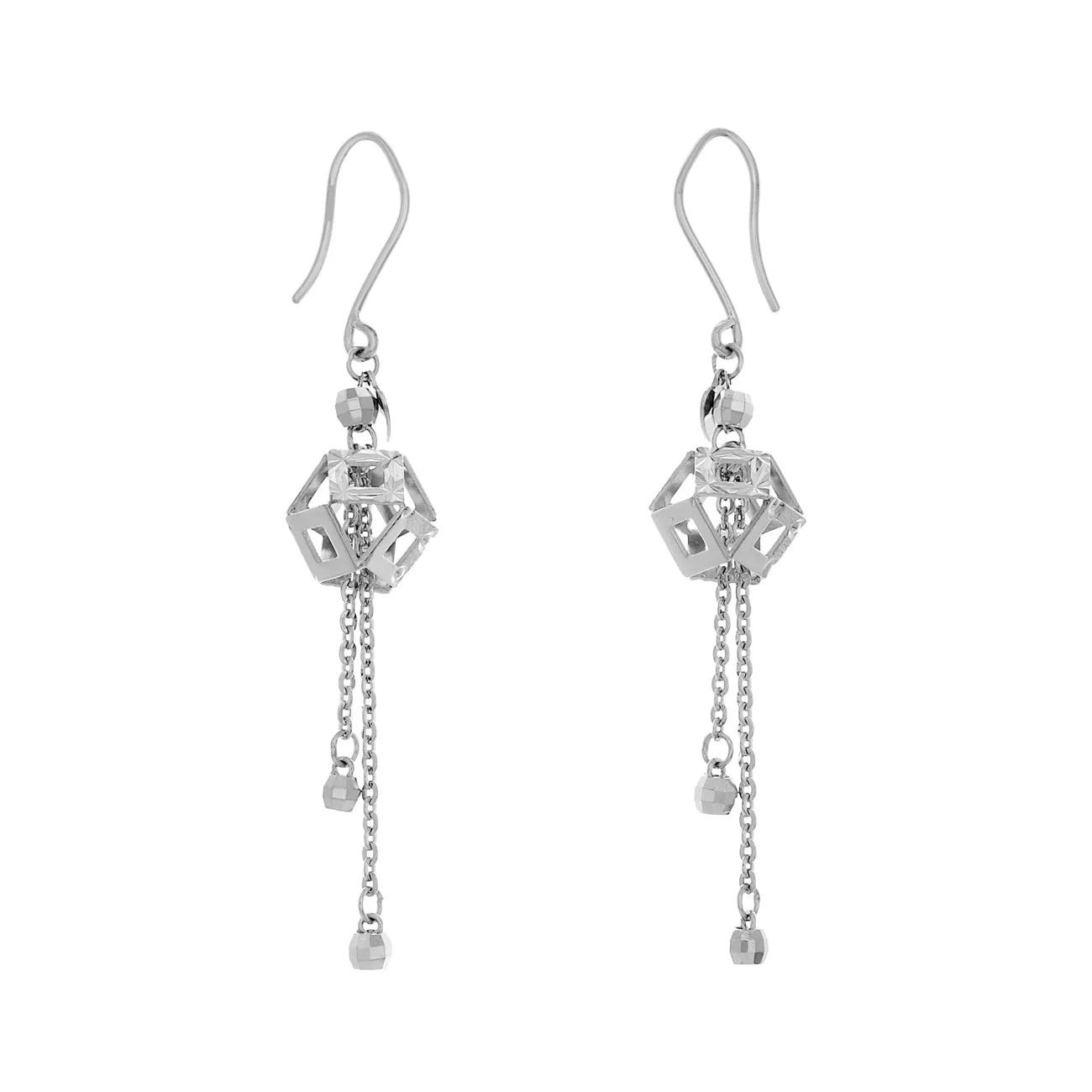 Platinum Geometric Drop Earrings