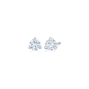 Platinum Kwiat Round Brilliant Diamond Stud Earrings, 0.30ctw