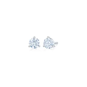 Platinum Kwiat Round Brilliant Diamond Stud Earrings, 0.70ctw