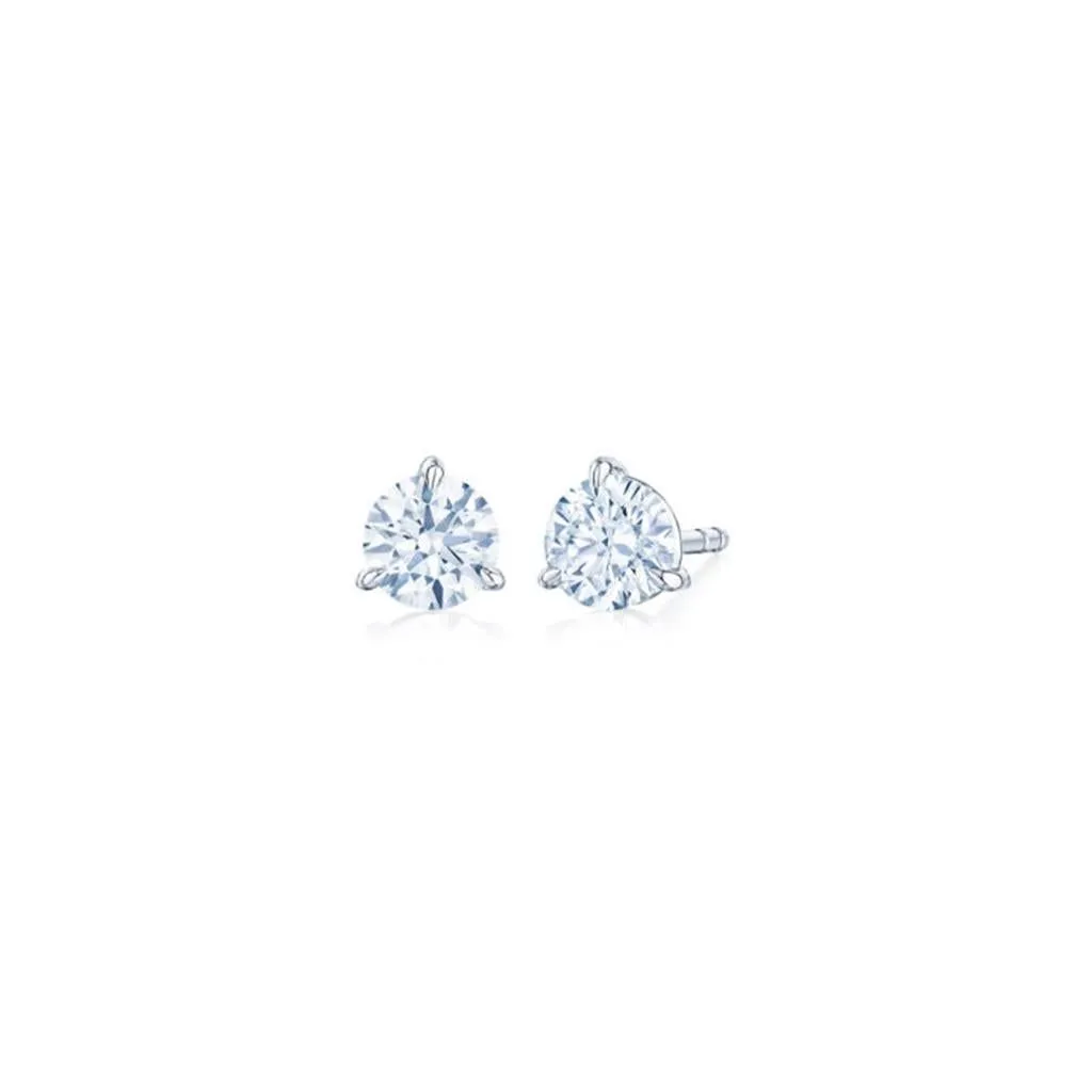 Platinum Kwiat Round Brilliant Diamond Stud Earrings, 0.70ctw