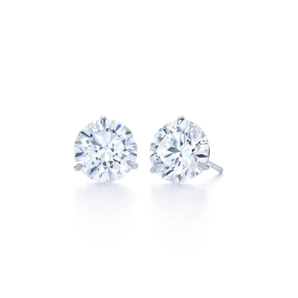 Platinum Kwiat Round Brilliant Diamond Stud Earrings, 1.42ctw