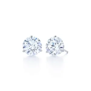 Platinum Kwiat Round Brilliant Diamond Stud Earrings, 1.42ctw