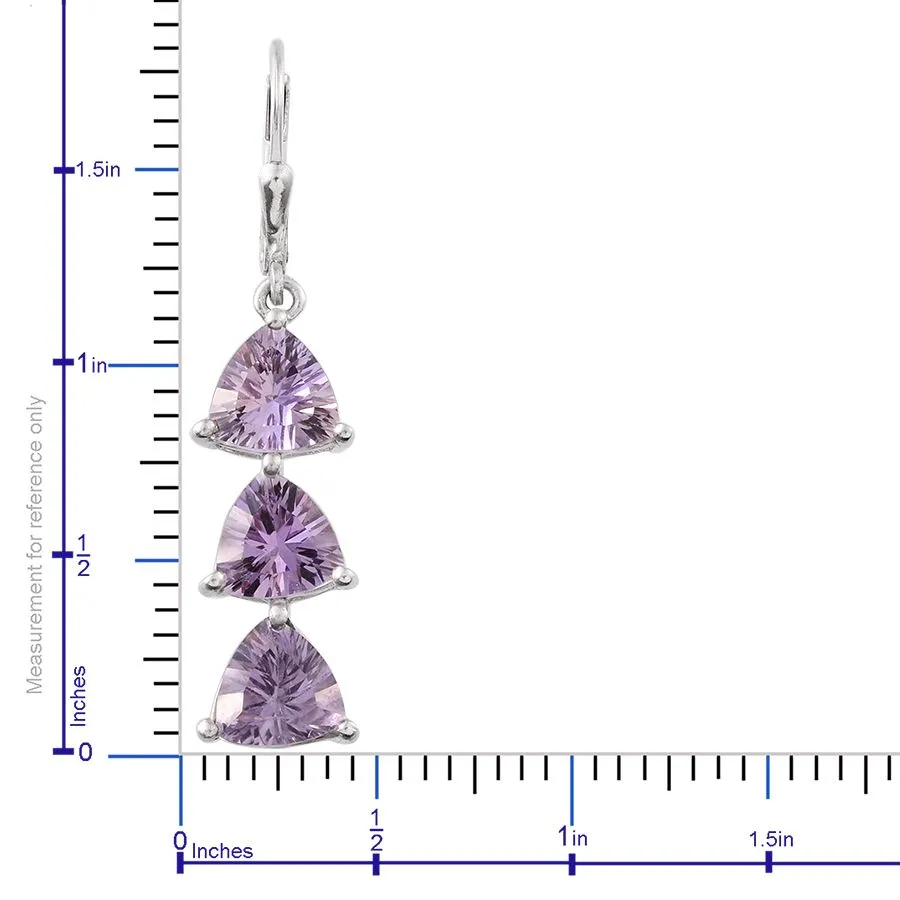 Platinum over Sterling Silver Bahia Amethyst Lever Back Earrings