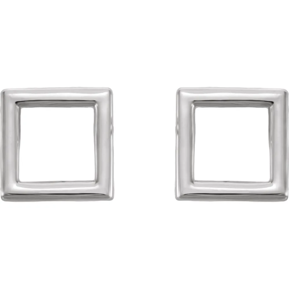 Platinum Square Earrings