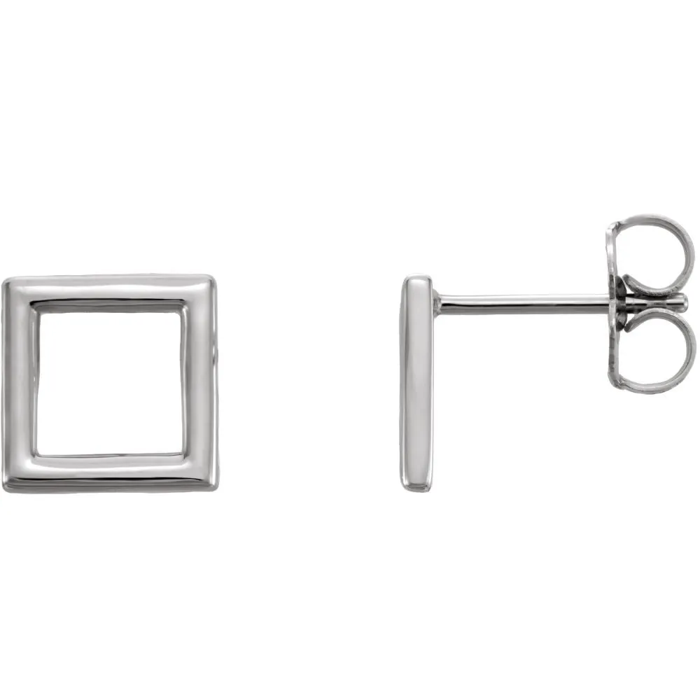 Platinum Square Earrings