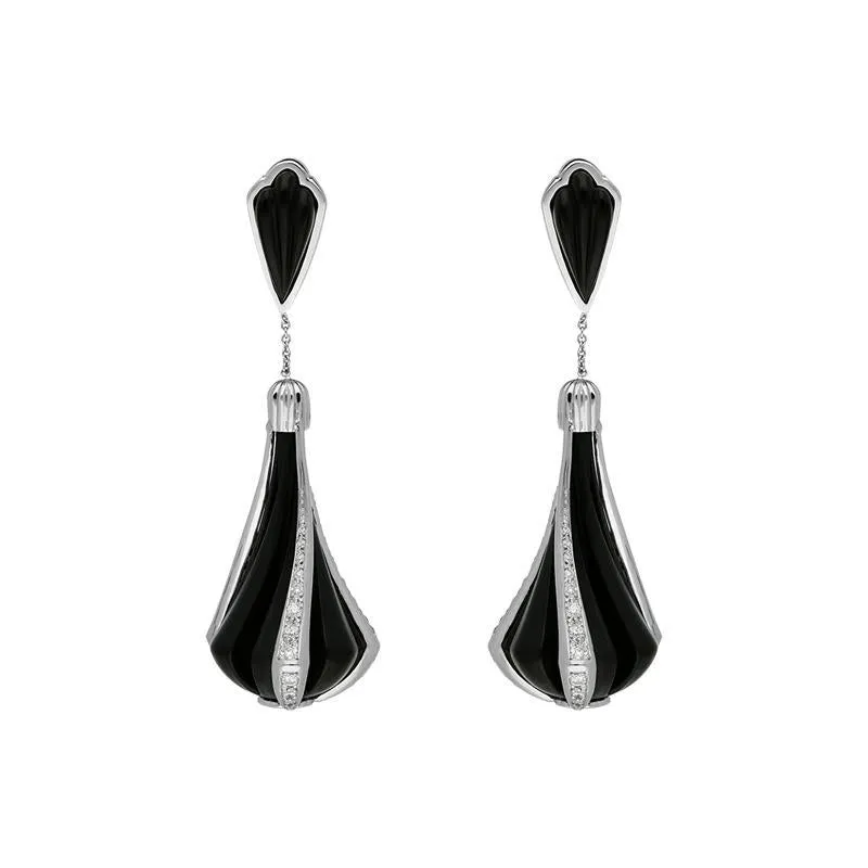 Platinum Whitby Jet 1.20ct Diamond Cabaret Statement Drop Earrings