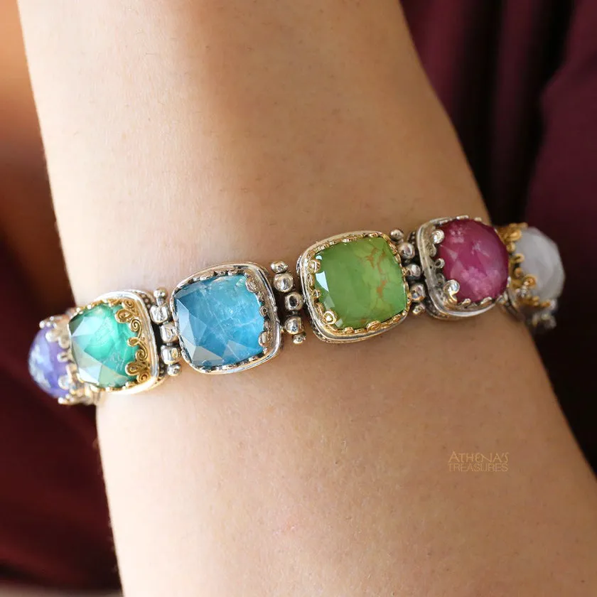 Pop Rocks Gold and Silver Squares Link Bracelet
