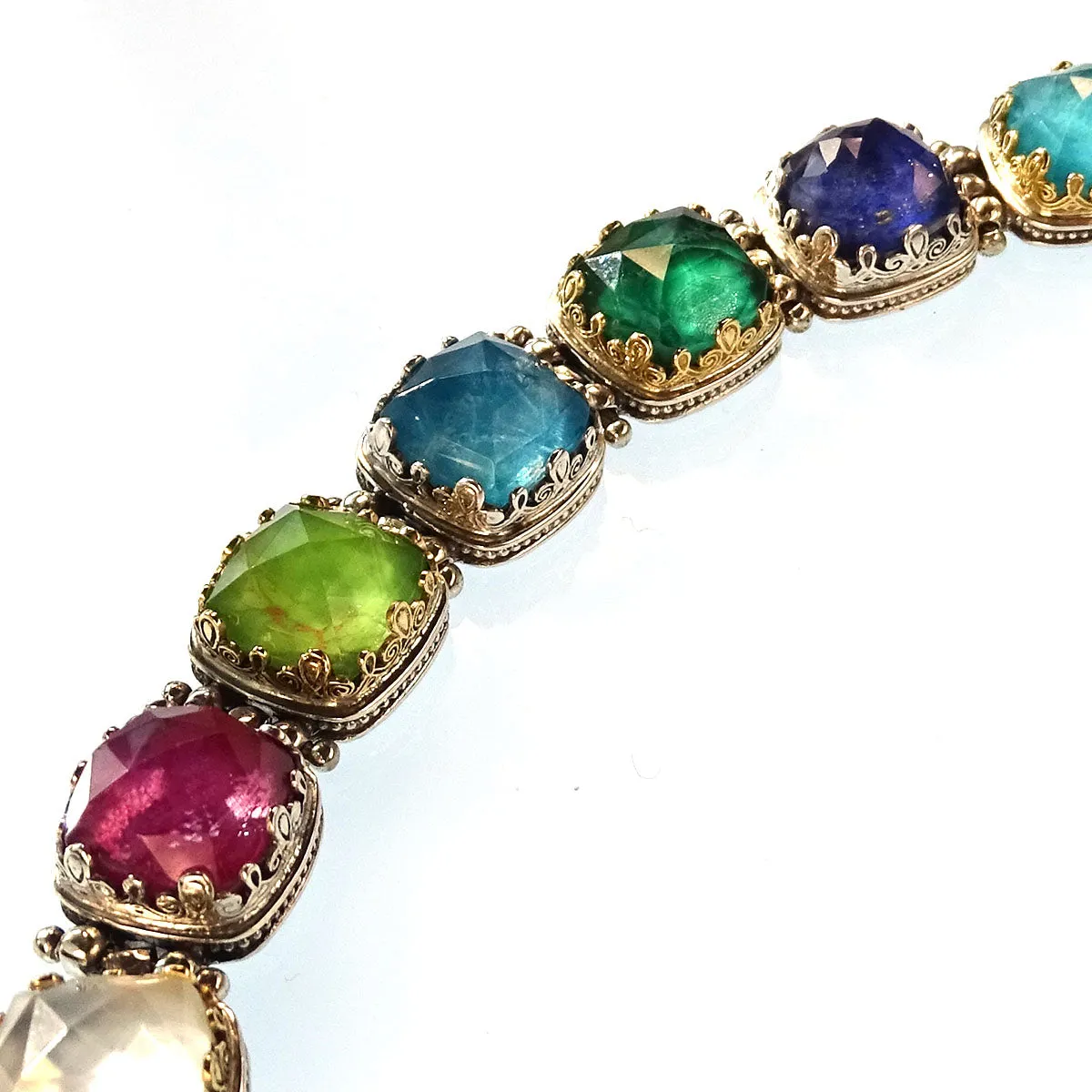 Pop Rocks Gold and Silver Squares Link Bracelet