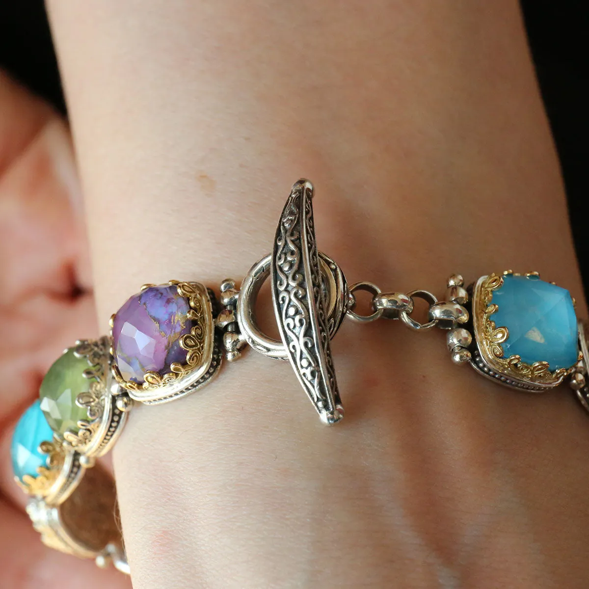 Pop Rocks Gold and Silver Squares Link Bracelet