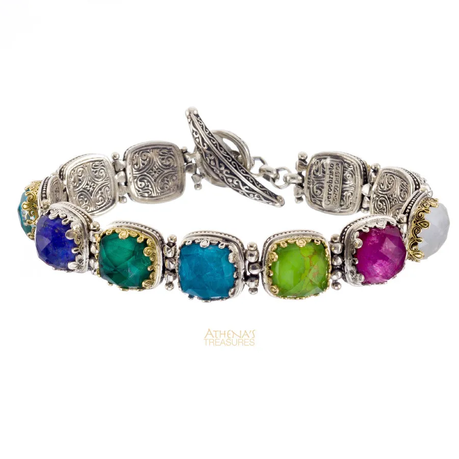 Pop Rocks Gold and Silver Squares Link Bracelet