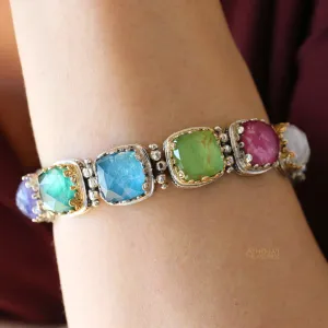 Pop Rocks Gold and Silver Squares Link Bracelet
