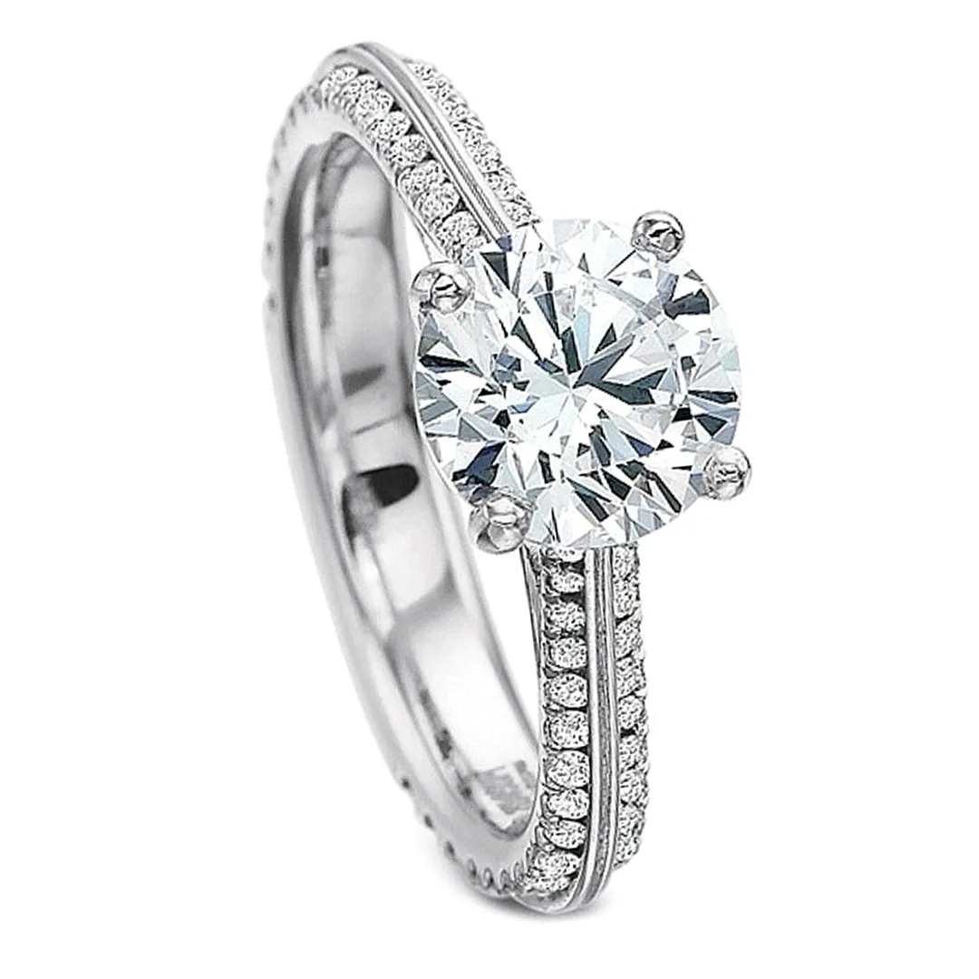 Precision Set Knife Edge Diamond Engagement Ring