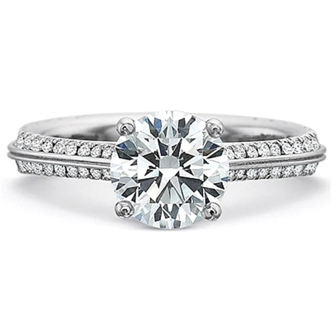 Precision Set Knife Edge Diamond Engagement Ring