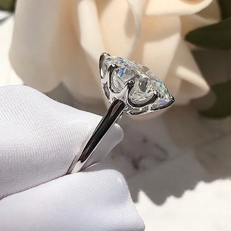 Princess cut 6ct Simulated Diamond Ring 925 silver Promise for women Jewelry