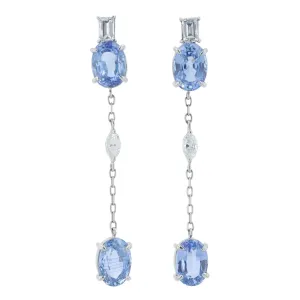 PT900 4.92 CT Oval Sapphire Dangle Earrings