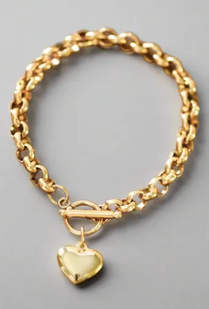Queen of Hearts Gold Toggle Bracelet | Water Resistant