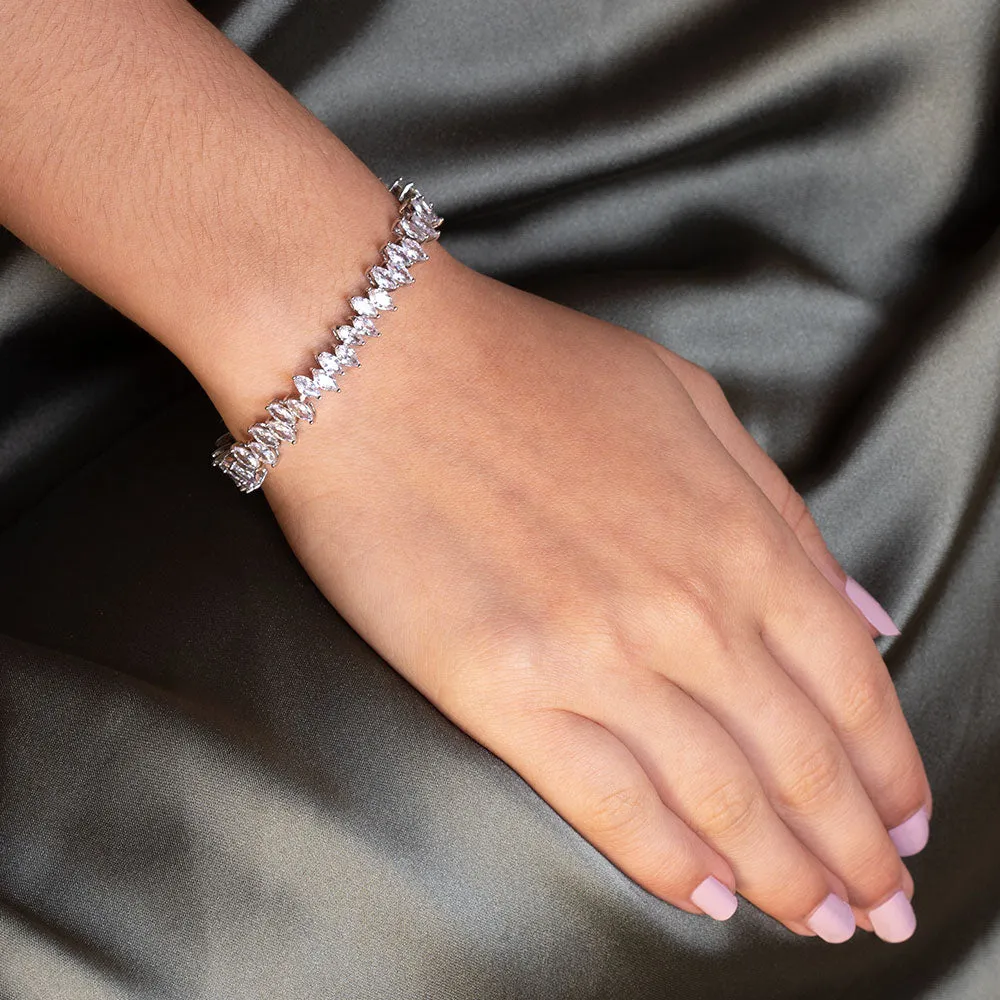 "Eliza" 22.9CTW Prong Set Marquise Cut Tennis Bracelet - Includes Extender