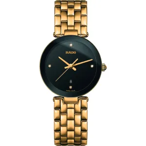 Rado Florence Gold Stainless Steel Black Dial Quartz Watch for Ladies - R48871714