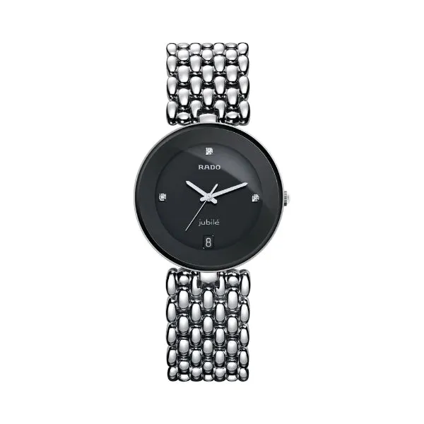 Rado Florence Silver Stainless Steel Black Dial Quartz Watch for Gents - R48792723