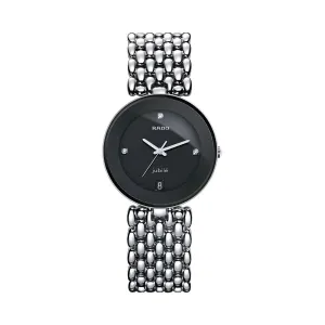 Rado Florence Silver Stainless Steel Black Dial Quartz Watch for Gents - R48792723