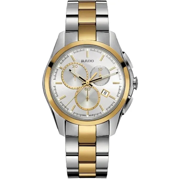 Rado Hyperchrome Two-tone Ceramic Strap Silver Dial Quartz Watch for Gents - R32040102