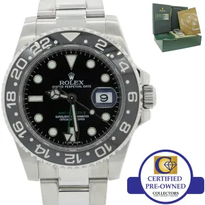 RANDOM SERIAL WARRANTY PAPERS Rolex GMT Master 116710 Steel Ceramic 40mm Watch