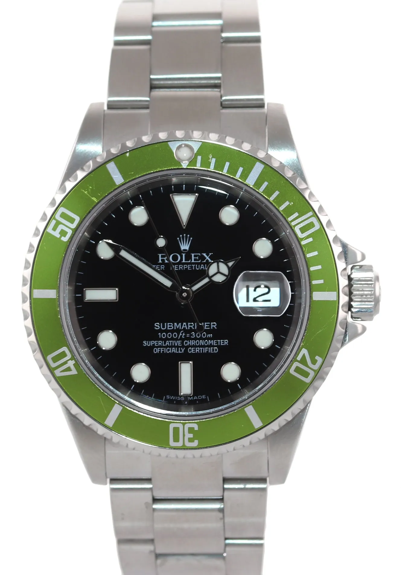 RARE FADED LIME Rolex Submariner 16610 Kermit Green 40mm 16610LV Watch Box