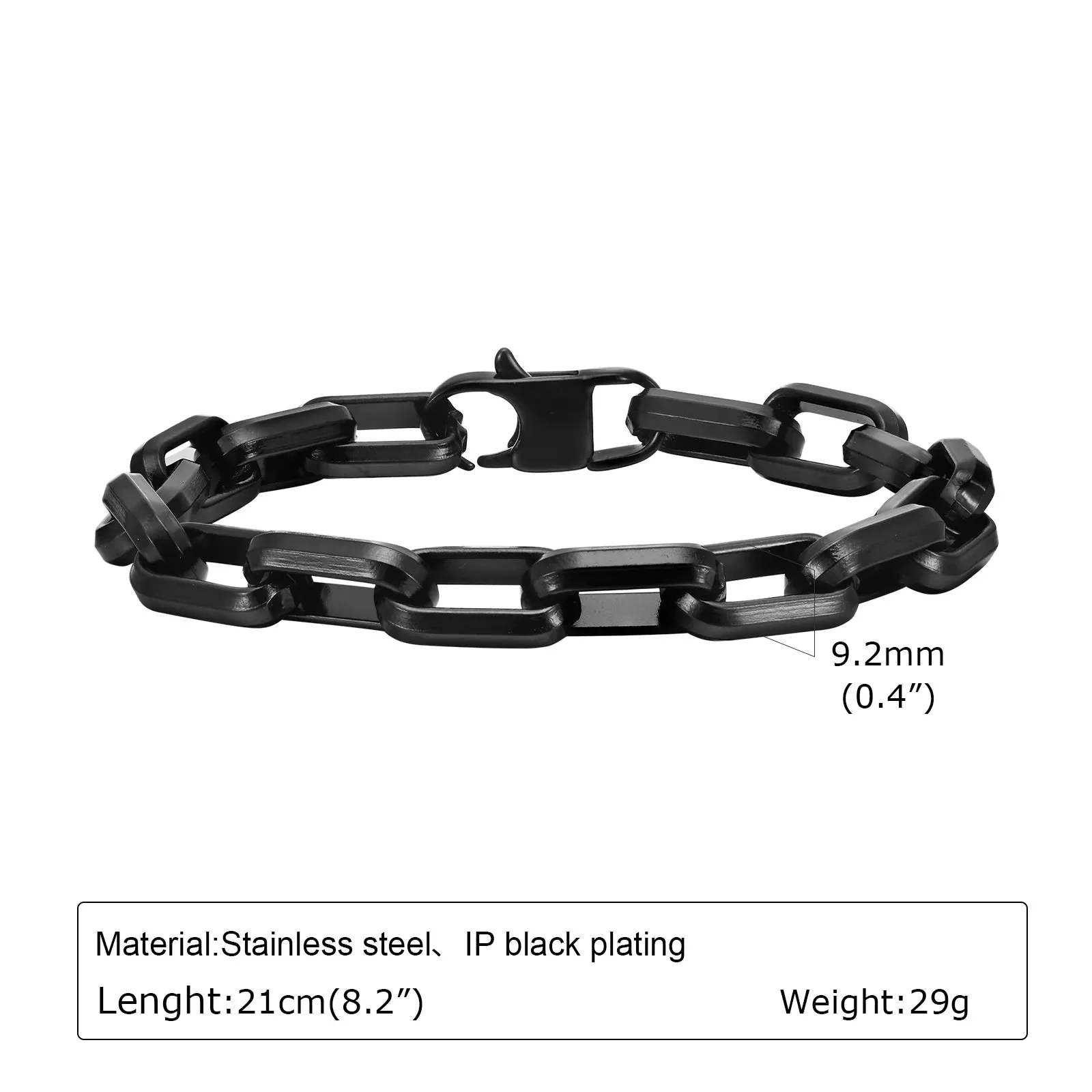 Rectangle Chain Bracelets for Men Boys,Gold Black Color Stainless Steel Wristband