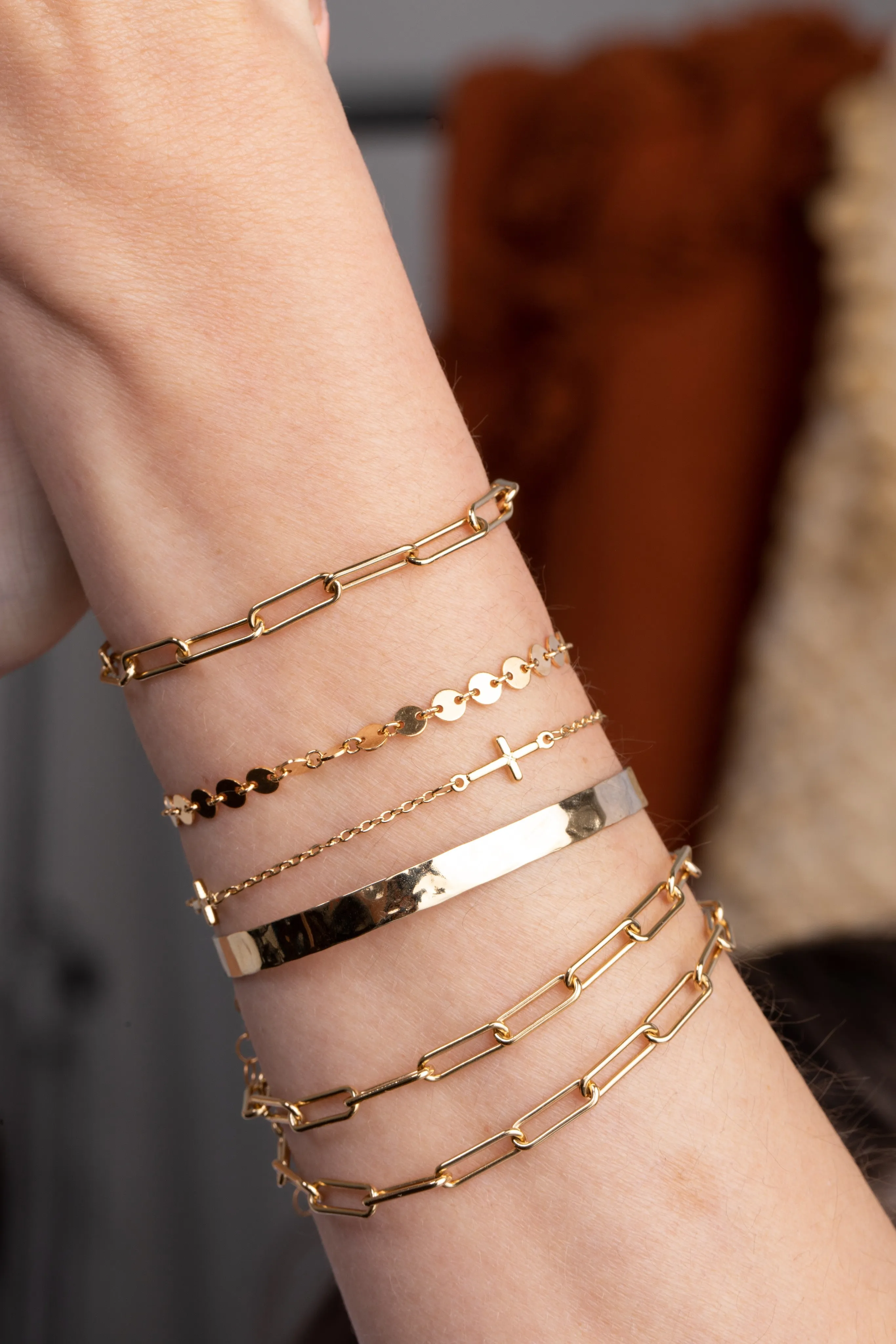 Rectangle Link Chain Bracelet in Gold