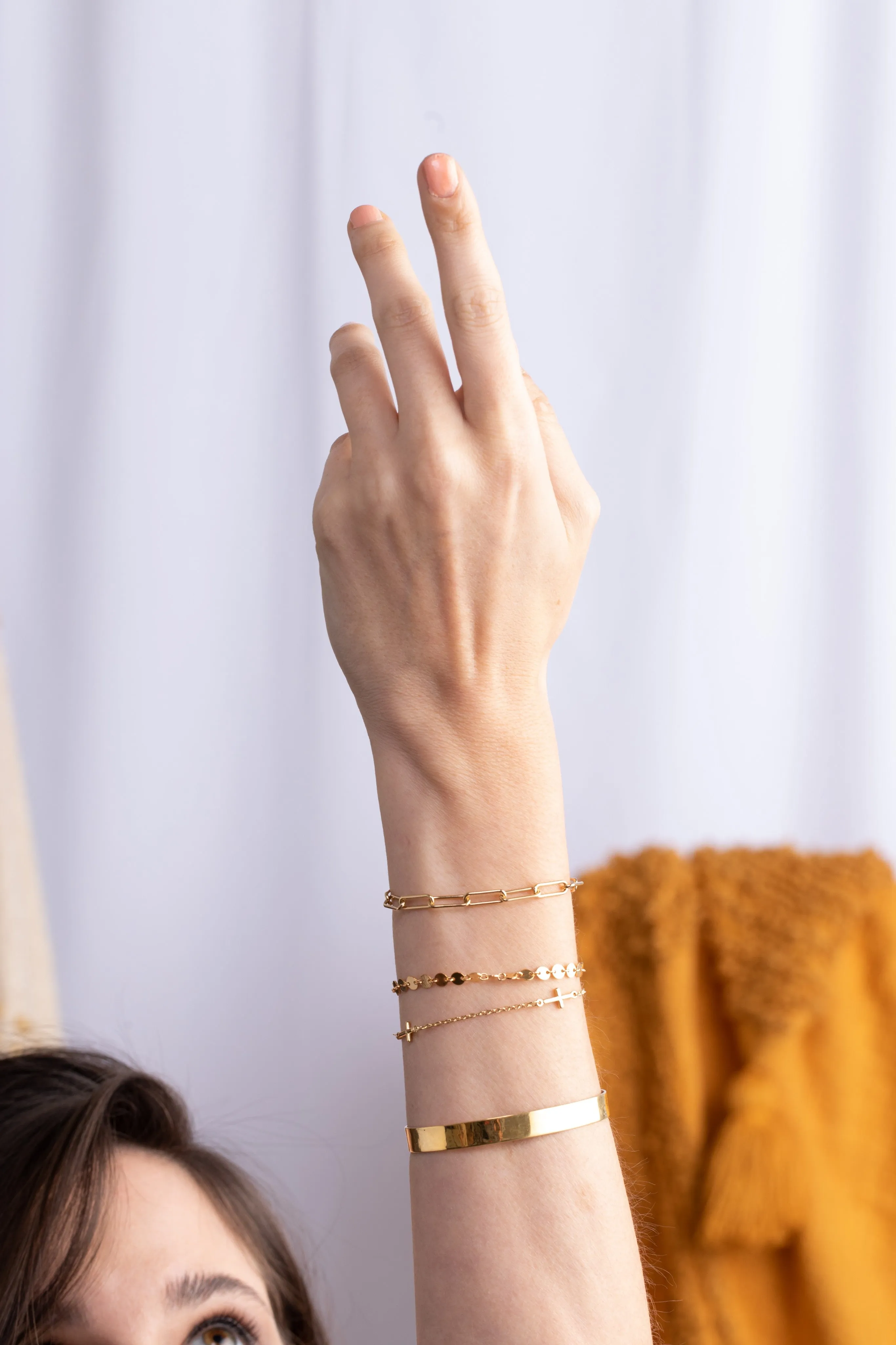 Rectangle Link Chain Bracelet in Gold