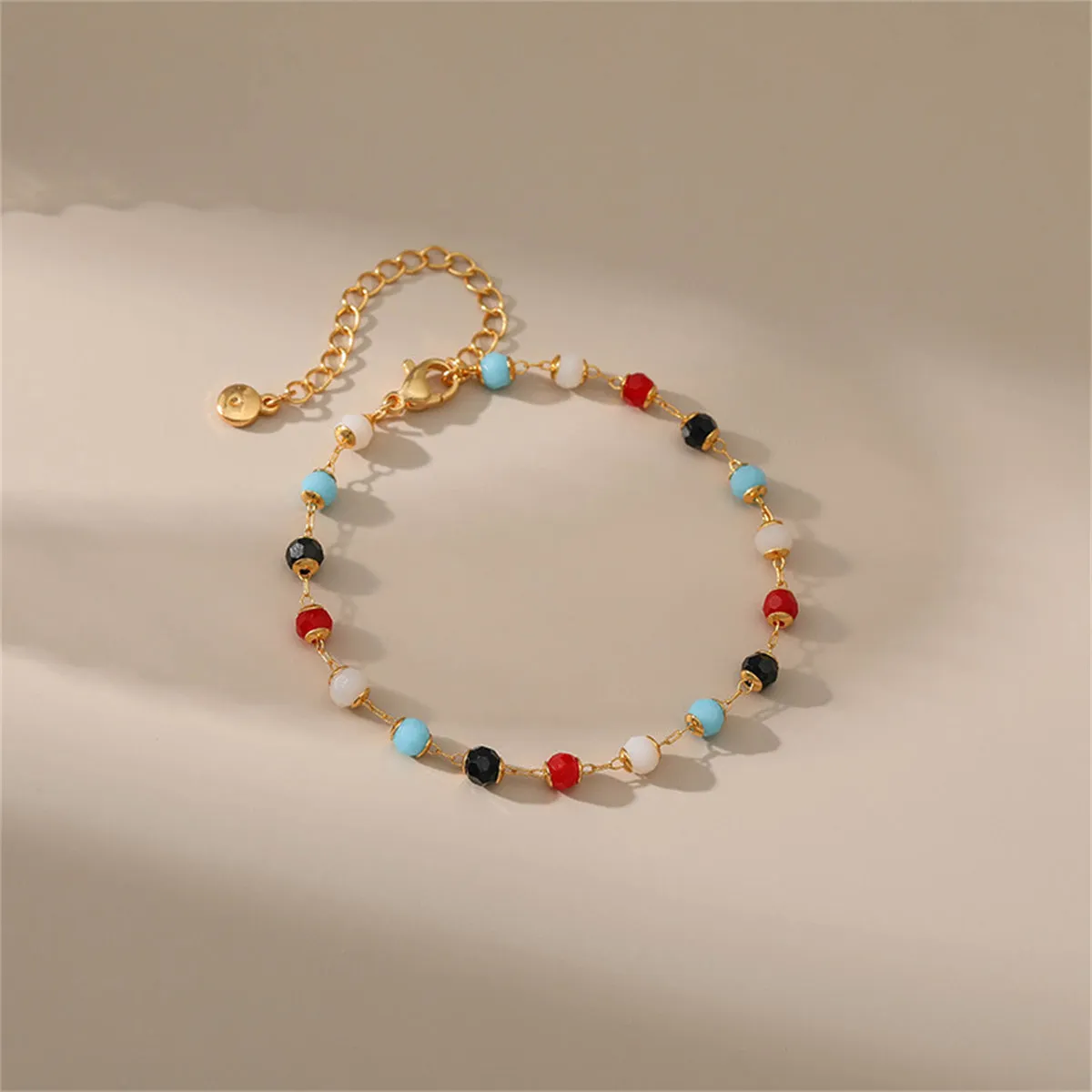 Red Acrylic & 18K Gold-Plated Multicolor Station Bracelet