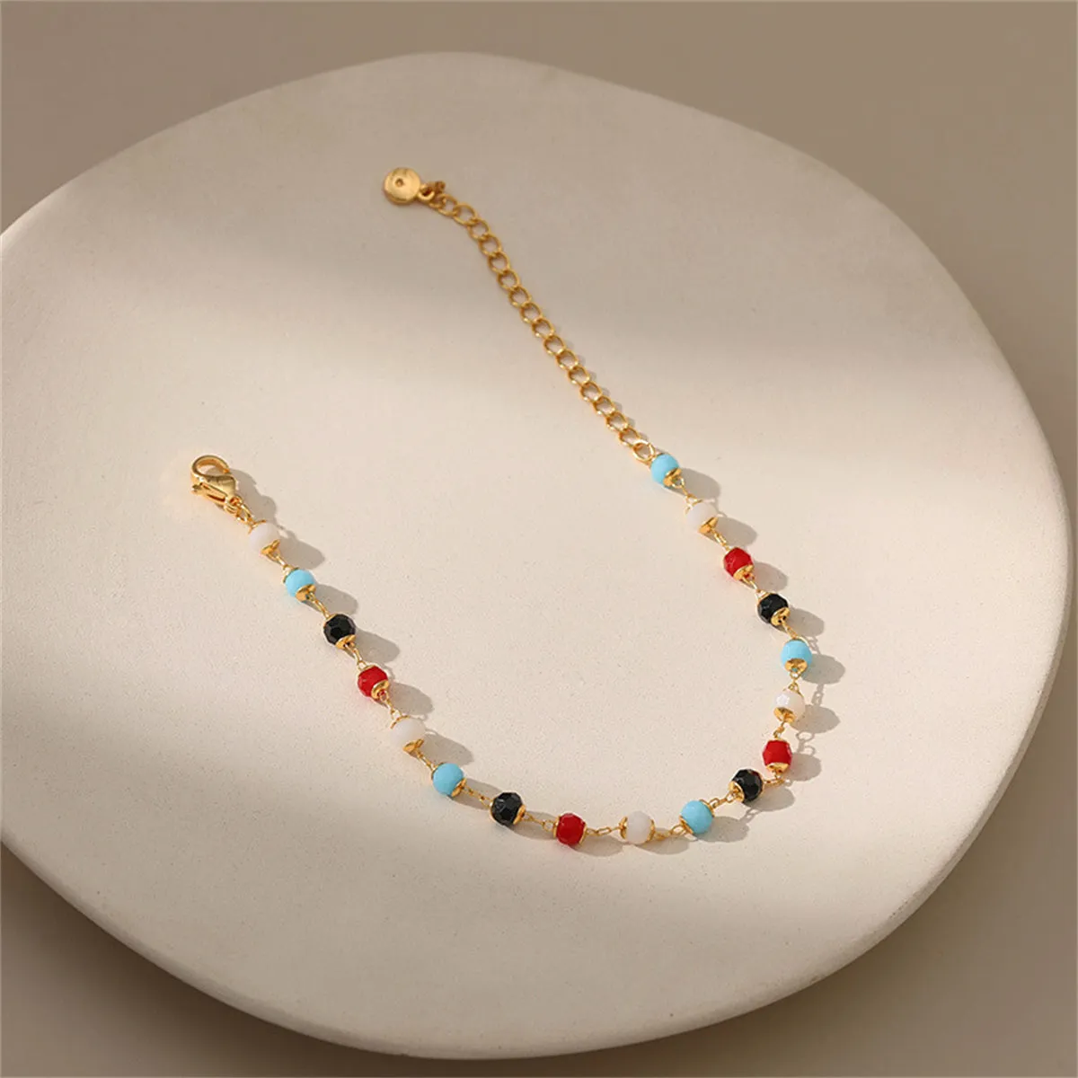 Red Acrylic & 18K Gold-Plated Multicolor Station Bracelet