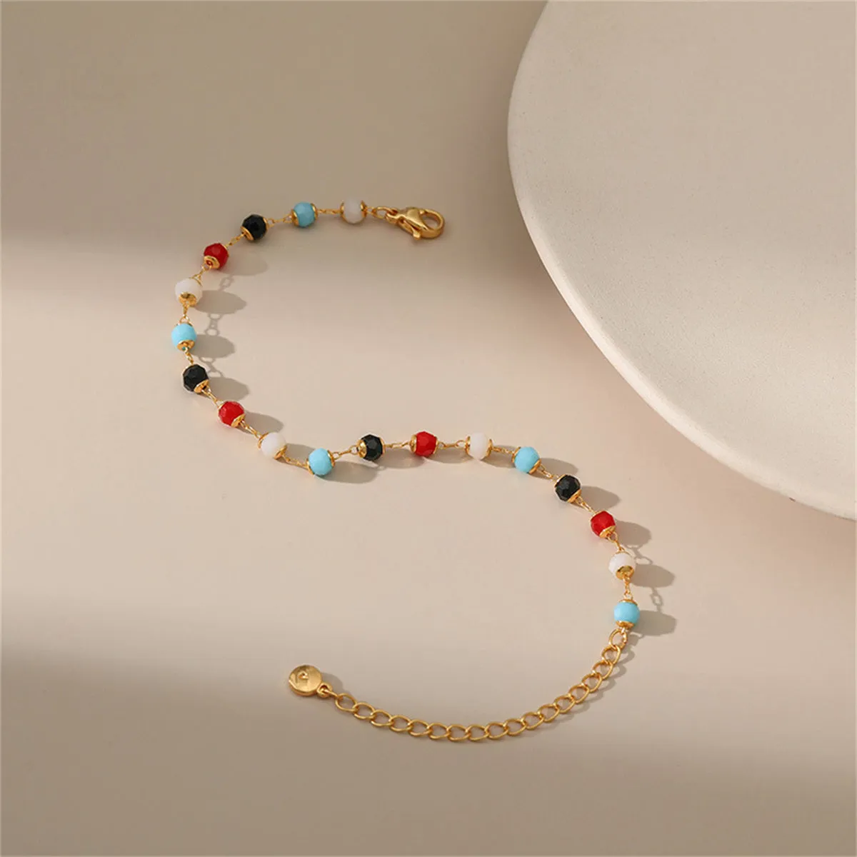 Red Acrylic & 18K Gold-Plated Multicolor Station Bracelet