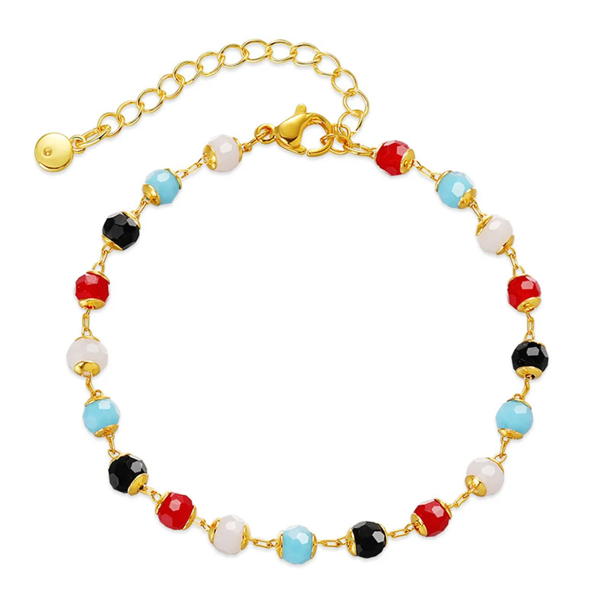 Red Acrylic & 18K Gold-Plated Multicolor Station Bracelet