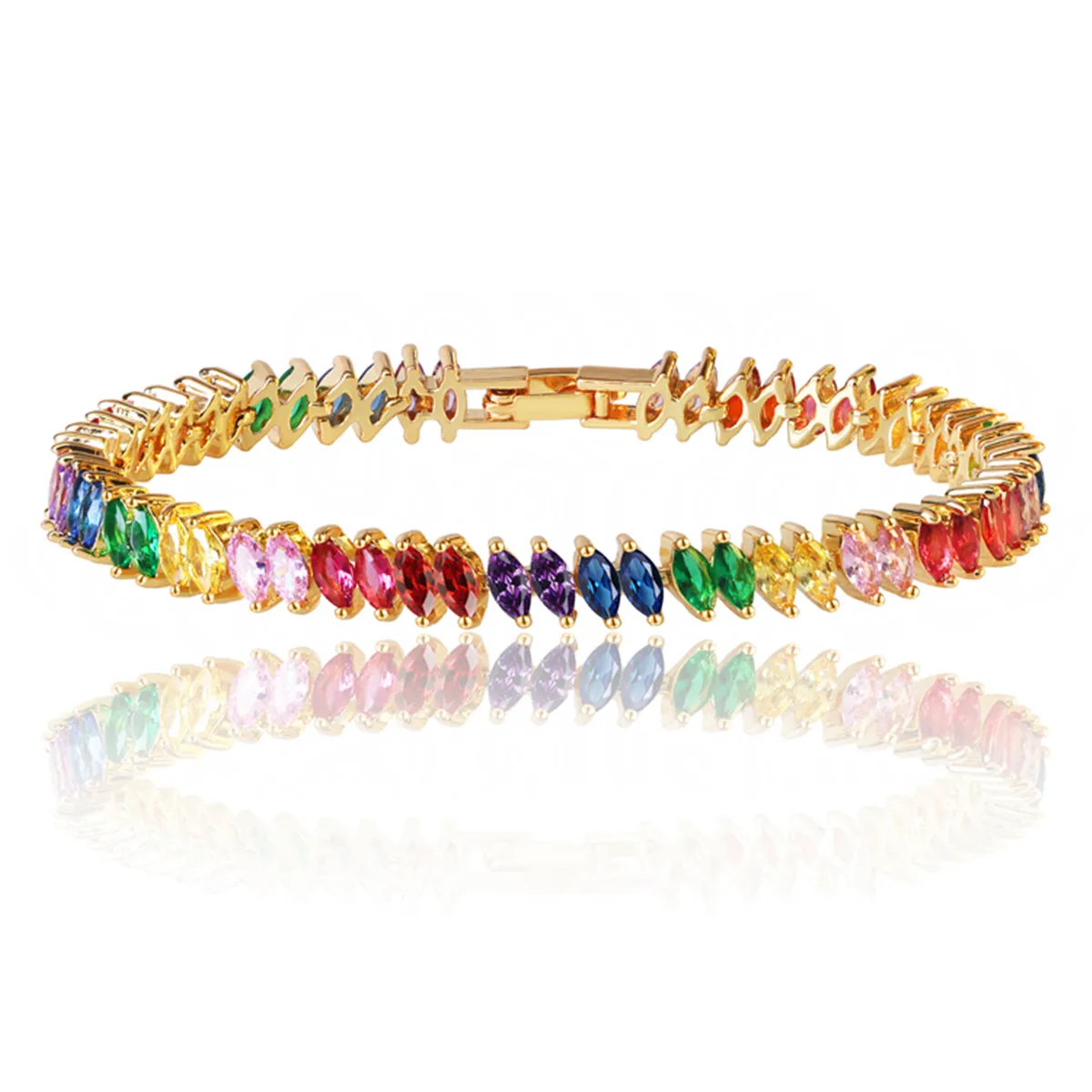 Red & Purple Multicolor Crystal Pear Bracelet