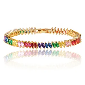 Red & Purple Multicolor Crystal Pear Bracelet
