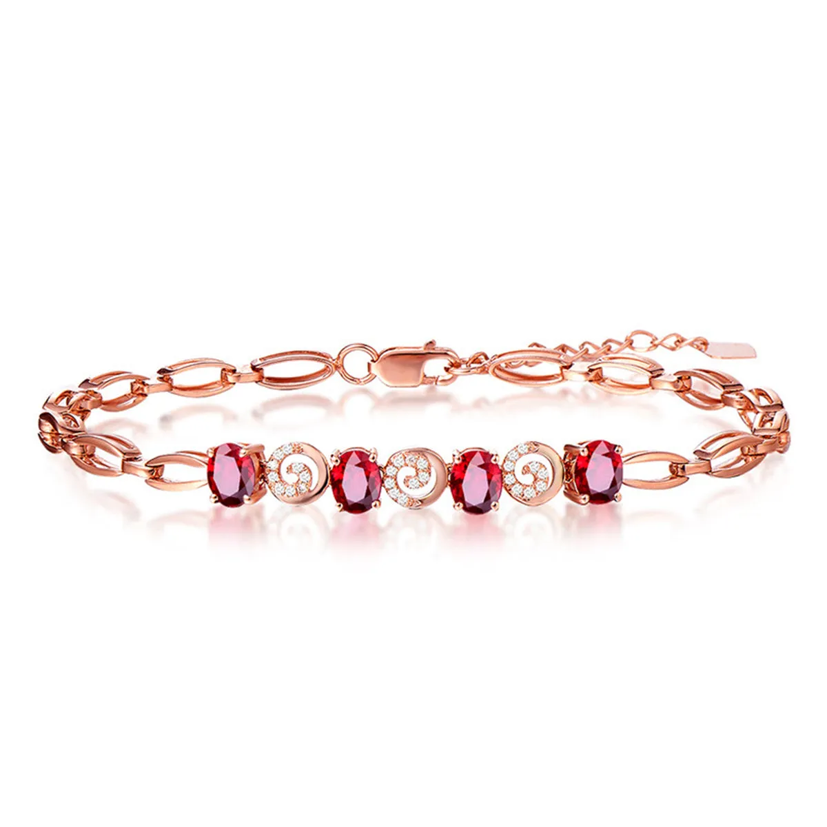 Red Crystal & Cubic Zirconia Station Bracelet