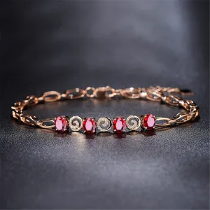 Red Crystal & Cubic Zirconia Station Bracelet