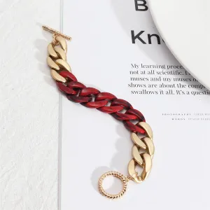 Red Resin & 18K Gold-Plated Curb Chain Toggle Bracelet