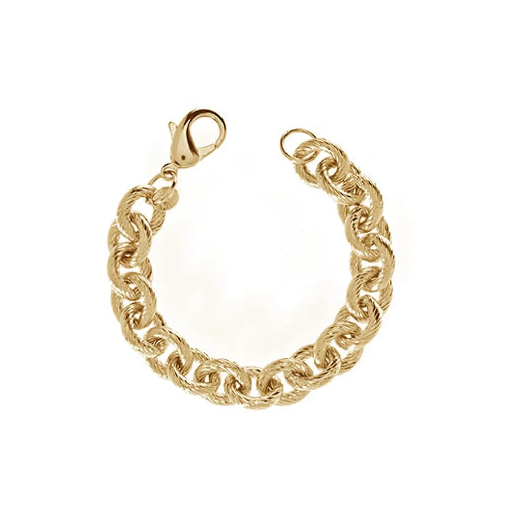 Ribbed Link Gold Tone Bracelet