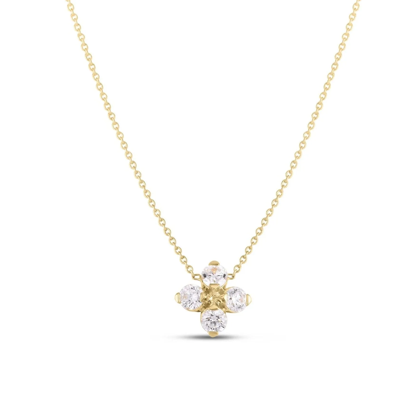 Roberto Coin Love In Verona 18K Yellow Gold Diamond Flower Necklace