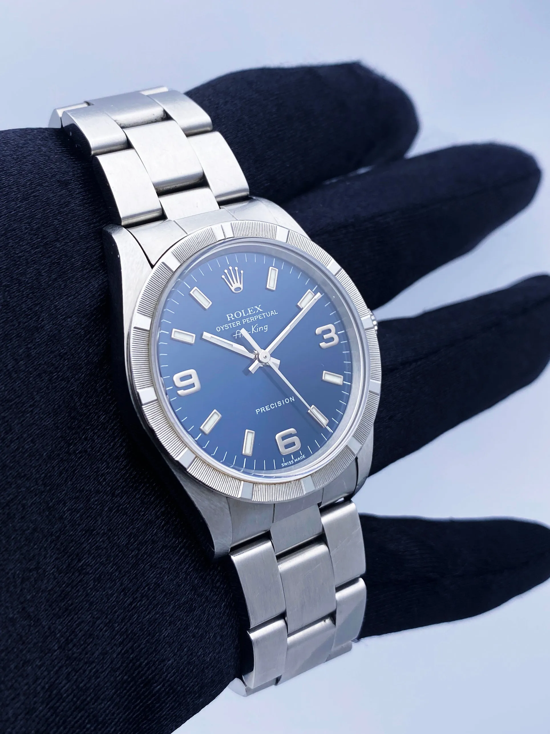 Rolex Air King Precision 14010 Blue Dial Mens Watch